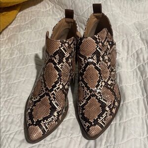 Time and Tru Brown Snakeskin Ankle Booties